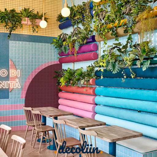 رنگ آبی در دکوراسیون داخلی رستوران ایتالیایی